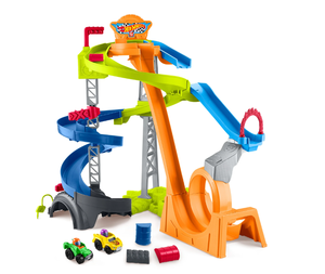 lot 284 image: Little People Hot Wheels Spiral Stunt Speedway Toddler Race Track Playset