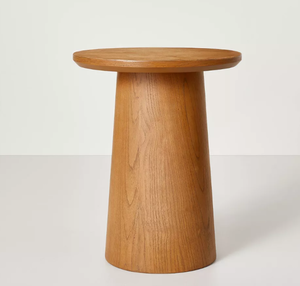 lot 394 image: Wooden Round Pedestal Accent Side Table - Hearth & Hand with Magnolia