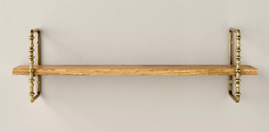 lot 398 image: Turned Brass and Wood Wall Shelf - Hearth & Hand with Magnolia