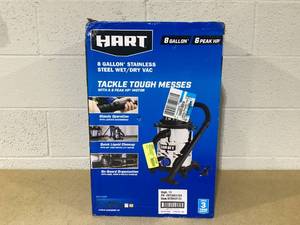 lot 494 image: HART 8 Gallon 6 Peak HP Stainless Steel WetDry Vacuum