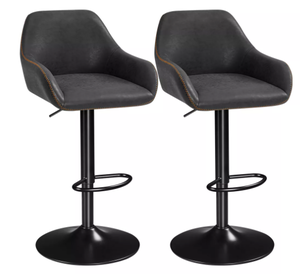 lot 39 image: 2PCS Yaheetech Upholstered Adjustable Height, Swivel Bar Stools Set