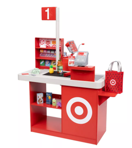 lot 45 image: 25PCS Target Toy Checklane Pretend Shopping Accessories, Play Money, Toy Cash Register, Batteries Required, Ages 3