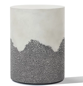 lot 80 image: Luxen Home Round Gray and White Ceramic 17.7 Inch Outdoor Side Table