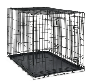 lot 160 image: Vibrant Life Double Door Metal Wire Dog Crate, Leak-Proof Pan & Divider for Dogs Up to 90 lbs
