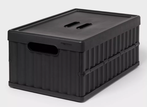 lot 161 image: Easy Assembly Hard Sided Bins Black - Brightroom Universal Utility Storage