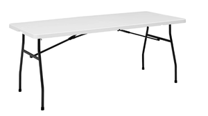 lot 174 image: Mainstays White 6 Foot Fold-in-Half Plastic Table, Indoor Outdoor