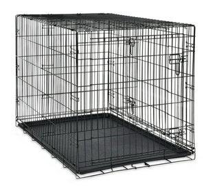 lot 271 image: Vibrant Life Double Door Metal Wire Dog Crate, Leak-Proof Pan & Divider for Dogs Up to 90 lbs