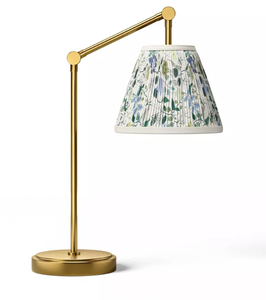 lot 473 image: Rifle Paper Co. x Target Strawberry Fields Desk Lamp Gold Table Light, Small Task Lamp, Metal & Linen, 40W