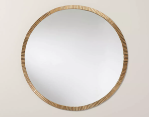 lot 484 image: Pleated Brass Round Wall Mirror Antique Finish - Hearth & Hand with Magnolia