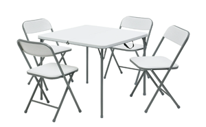 lot 497 image: 5PCS Mainstays Resin Card Folding Table and Four Folding Chairs Set