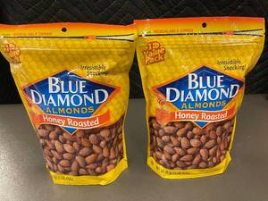 Blue Diamond Honey Roasted Almonds 1lb Value Pack - 2 Bags