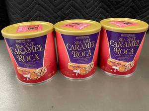 lot 14 image: 3 Cans of Sea Salt Caramel Roca Toffee Buttercrunch, 10 oz