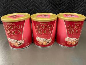 lot 25 image: Set of 3 Almond Roca Buttercrunch Toffee with Almonds 10 oz Cans