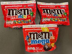 lot 50 image: Set of 3 Bags of Peanut Butter M&Ms Chocolate Candies