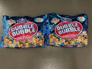 lot 64 image: Dubble Bubble Bubble Gum, 2 Bags, 1 lb Each