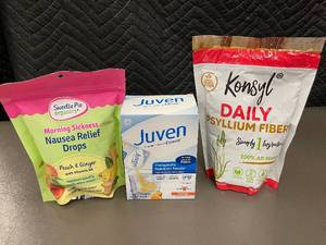 lot 81 image: Collection of Supplements Nausea Relief, Therapeutic Nutrition, and Fiber Powder