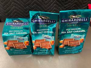 lot 99 image: Ghirardelli Milk Chocolate Sea Salt Caramel Squares, Lot of 3