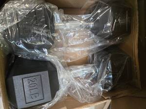 lot 57 image: Lot of a Pair of 20LB Hex Dumbbells (NEW)