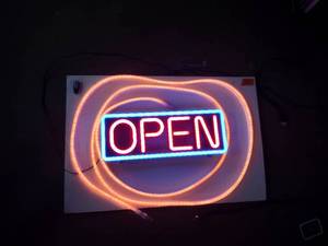 lot 20 image: Programmable Open Sign with Remote.  Flashes, scrolls, changes colors