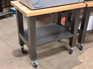 lot 46 image: Wood Top  Metal Rolling Workstation 2-tier