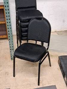 lot 53 image: Lot of (6) Office Chairs  Padded  Stackable (Black)