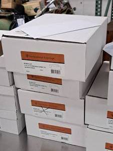 lot 82 image: Lot of (4 Boxes) Envelopes  No. 9 Regular   24#  OSDS Blue Confetti Tint  White Wove 3-78x8-78 - Lindenmeyr Envelope 500-count ( 2000 total items )