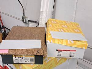 lot 102 image: Lot of (2 Boxes) Envelopes  No. 10   24#  Antique Gray   Smooth and Linen 250ct and 500ct 4-18x9-12 - Neenah