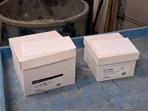 lot 106 image: (1 Box of 250) A7 Envelopes 24# White Wove LEWW700M, (1 Box of 500) A9 Envelopes 24# White Wove LEWW875M (400 Total)