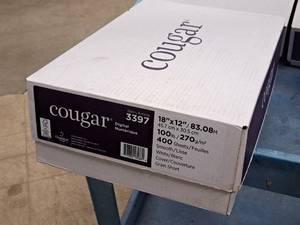 lot 107 image: Lot of (1 Box) Cover Sheet  100#  White  Smooth  Grain Short 18x12 - Domtar Cougar Digital 400-count ( 400 total items )