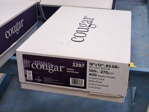 lot 108 image: Lot of (1 Box) Cover Sheet  100#  White  Smooth  Grain Short 18x12 - Domtar Cougar Digital 350-count ( 350 total items )