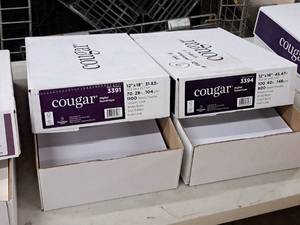 lot 111 image: Lot of (2 Partial Boxes) Text Sheet - 12x18 7028# and 12x18 10040#  (400 sheets each) - Domtar Cougar