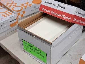 lot 140 image: Lot of (1500 sheets) Cover Sheet  110#  Ivory  Silk Matte 11x17 - WestRock Utopia