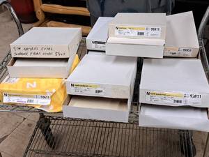 lot 197 image: Neenah Royal Sundance Text Sheets - 70# White Fiber Text & Cover Sheets - 50# Natural Fiber Cover, 80C# White Fiber Cover, 80# Birch Fiber Cover, #80 Gray Fiber Cover, 80# Kraft Fiber Cover 8-12x11