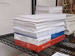 lot 221 image: Lot of (1 Stack) Assorted Paper Stock  20#  Extra Bright and 92 Bright White 11x17