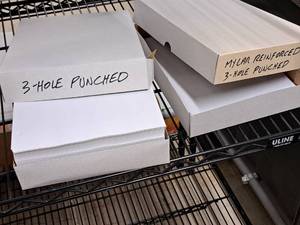 lot 224 image: Lot of (2 Boxes) 3-Hole Punched Paper Stock and Mylar Reinforced 3-Hole Punched Paper Stock