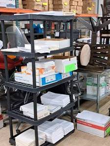 lot 234 image: Lot of (Entire Shelving Unit Contents) Assorted Paper Stock