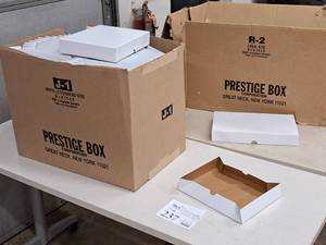 lot 237 image: Prestige Box Corp 125 Letterhead Size Boxes 8-12x11x2, 30 Legal Size Boxes 8-12x14x2