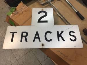 lot 127 image: Vintage Railroad - 2 Tracks - Aluminum Sign 27 x 18