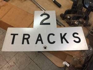 lot 129 image: Vintage Railroad - 2 Tracks - Aluminum Sign 27 x 18