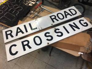 lot 130 image: Vintage 2 Pc - Railroad Crossing - Aluminum Signs 48 x 9
