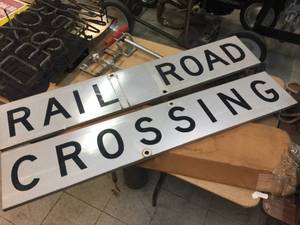 lot 132 image: Vintage 2 Pc - Railroad Crossing - Aluminum Signs 48 x 9