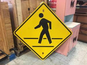 lot 220 image: Large Pedestrian Crossing Metal Sign 30