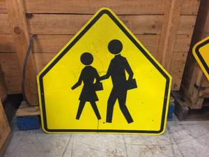 lot 221 image: Pedestrian Crosswalk Metal Sign 30