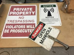 lot 222 image: 3 Metal Signs