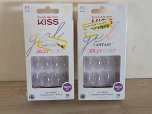 lot 104 image: 2 Pack KISS Gel Fantasy JellyColor Sculpted On-Trend Translucent Nails-M - 56 Nails Total