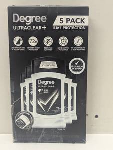lot 15 image: 5 Pack - Degree Solid Antiperspirant Deodorant Ultra clear Mens BlackWhite 2.7oz