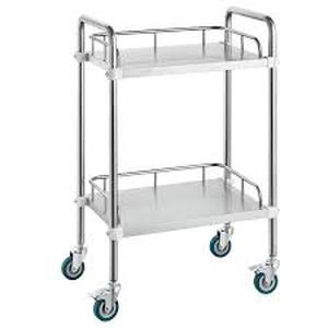 lot 20 image: VEVOR Lab Rolling Cart, 2-Shelf Stainless Steel Rolling Cart, Lab Serving Cart, Dental Utility Cart Kitchen Cart Customer Returns See Pictures