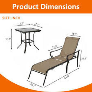 lot 28 image: Classic Metal Outdoor Chaise 5-Adjustable Backrest Patio Lounge Recliner Chair and Table , Brown  Customer Returns See Pictures