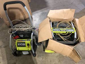 lot 23 image: Lot of Assorted Ryobi Pressure Washers For Parts Various Models and Conditions   Customer Returns See Pictures