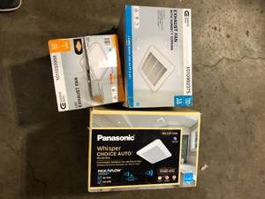 lot 36 image: Lot of Assorted Bathroom Ventilation Fans For Parts Various Models and Conditions    Customer Returns See Pictures